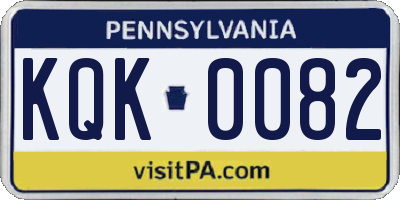 PA license plate KQK0082