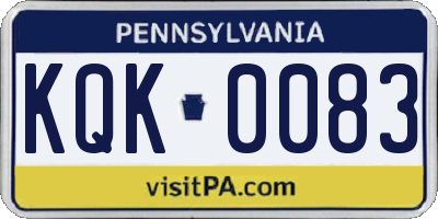 PA license plate KQK0083