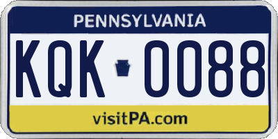 PA license plate KQK0088