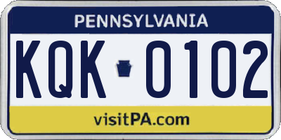 PA license plate KQK0102