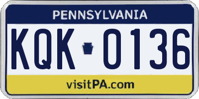 PA license plate KQK0136