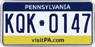 PA license plate KQK0147