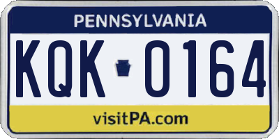 PA license plate KQK0164