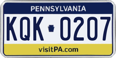 PA license plate KQK0207