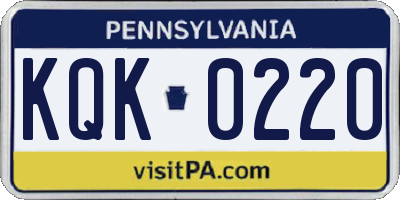 PA license plate KQK0220