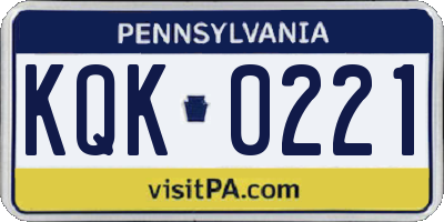 PA license plate KQK0221