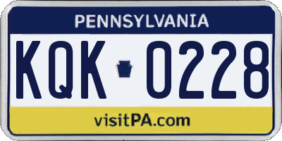 PA license plate KQK0228