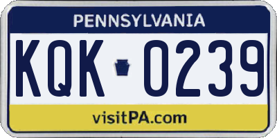PA license plate KQK0239