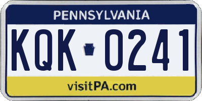 PA license plate KQK0241