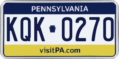 PA license plate KQK0270