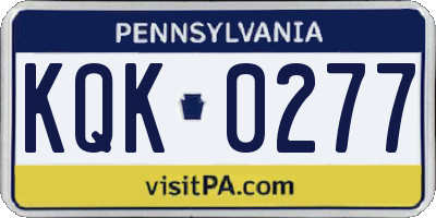PA license plate KQK0277