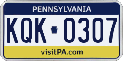 PA license plate KQK0307