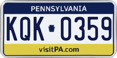 PA license plate KQK0359