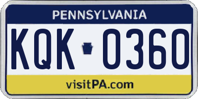 PA license plate KQK0360