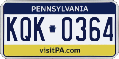 PA license plate KQK0364