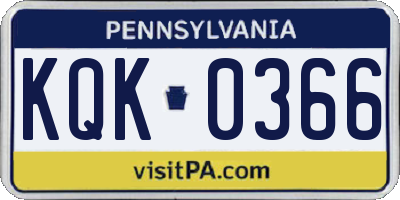 PA license plate KQK0366