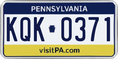 PA license plate KQK0371