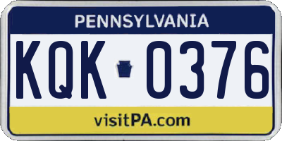 PA license plate KQK0376