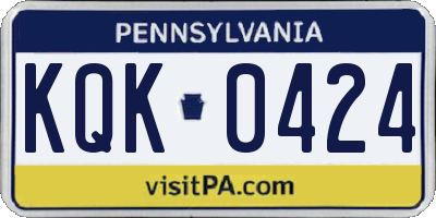 PA license plate KQK0424