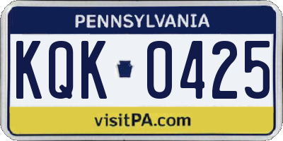 PA license plate KQK0425