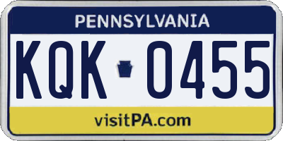 PA license plate KQK0455