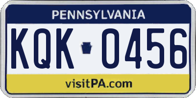 PA license plate KQK0456