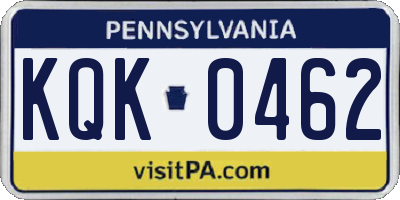 PA license plate KQK0462