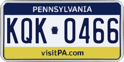 PA license plate KQK0466