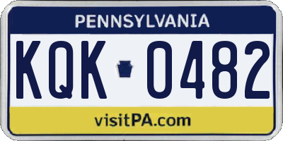PA license plate KQK0482