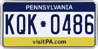 PA license plate KQK0486