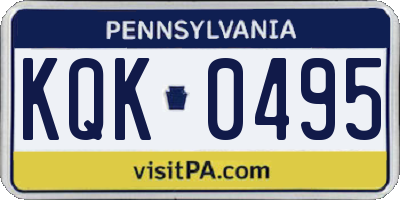 PA license plate KQK0495