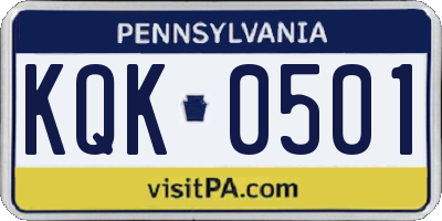 PA license plate KQK0501