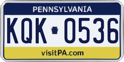 PA license plate KQK0536
