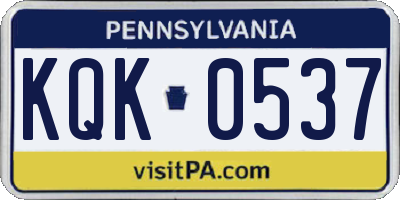 PA license plate KQK0537
