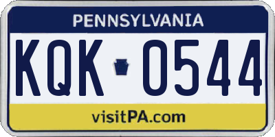 PA license plate KQK0544