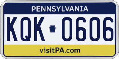 PA license plate KQK0606