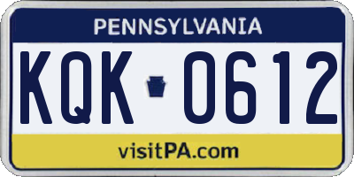 PA license plate KQK0612