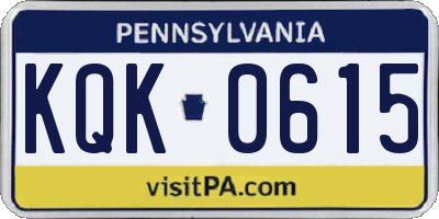 PA license plate KQK0615