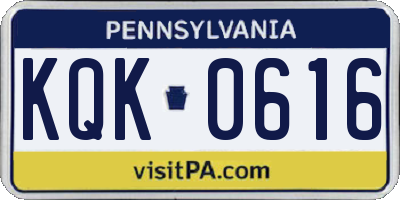 PA license plate KQK0616