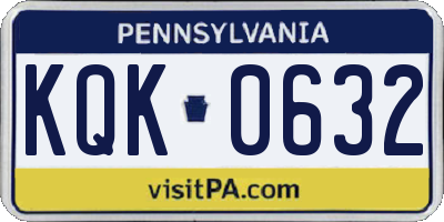 PA license plate KQK0632