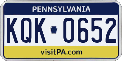 PA license plate KQK0652