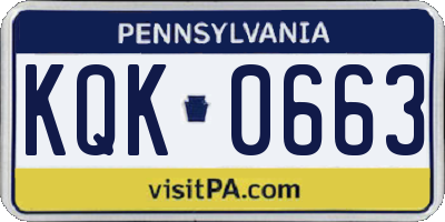 PA license plate KQK0663