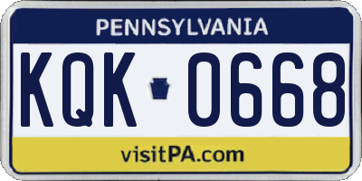 PA license plate KQK0668