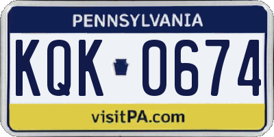 PA license plate KQK0674