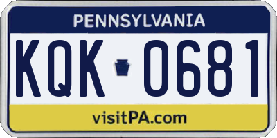 PA license plate KQK0681