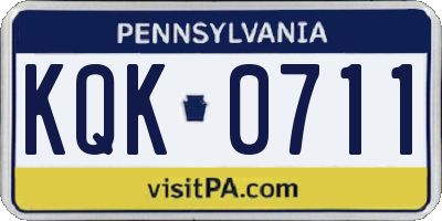 PA license plate KQK0711