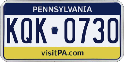 PA license plate KQK0730