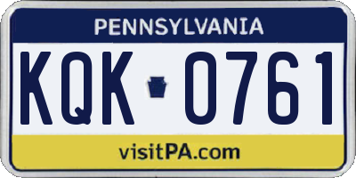 PA license plate KQK0761
