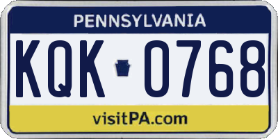 PA license plate KQK0768