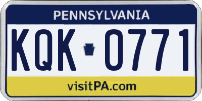 PA license plate KQK0771